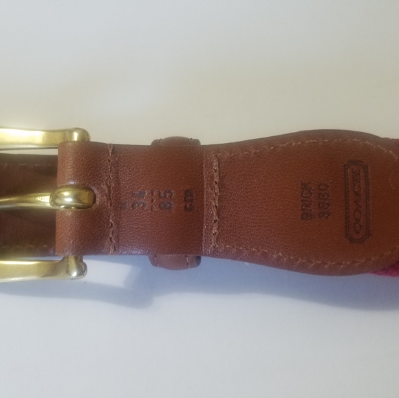 NWT Coach mens web belt with leather tabs - Picture 3 of 3